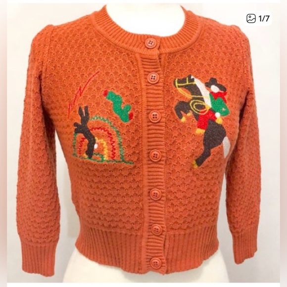 ✨ Mischief Made “Head West!” Embroidered Cropped Cardigan | M | NWOT | RARE✨ - Picture 2 of 8